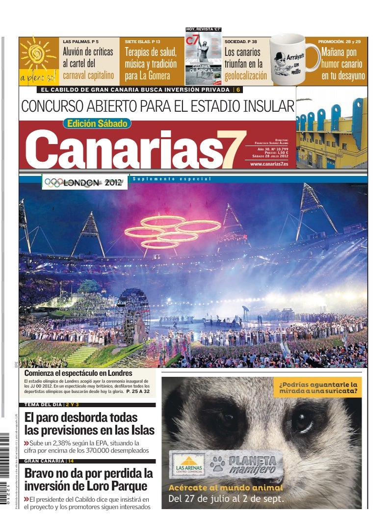 Portada Canarias7 28-07-2012