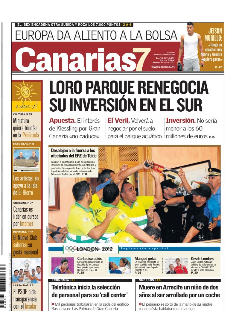 Portada Canarias7 31-07-2012