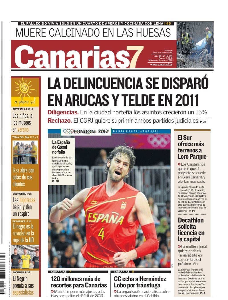 Portada Canarias7 01-08-2012