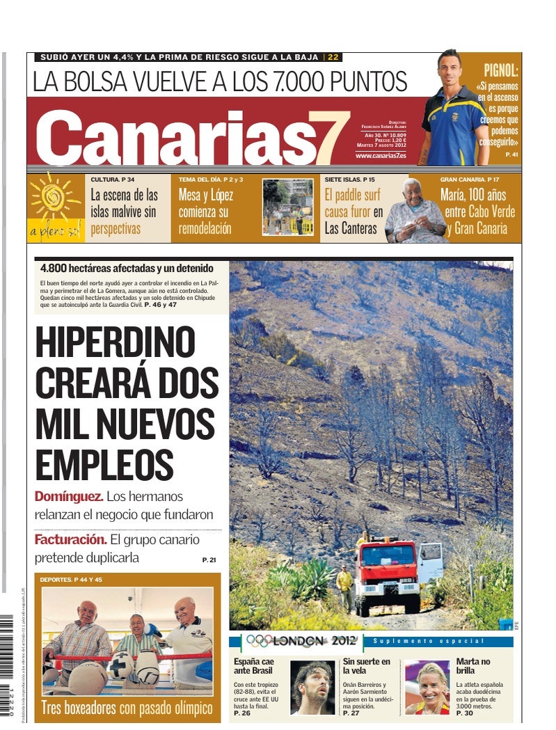 Portada Canarias7 07-08-2012