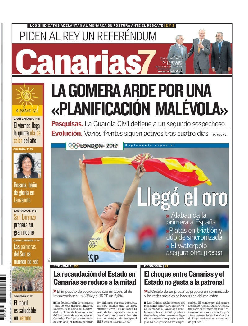 Portada Canarias7 08-08-2012