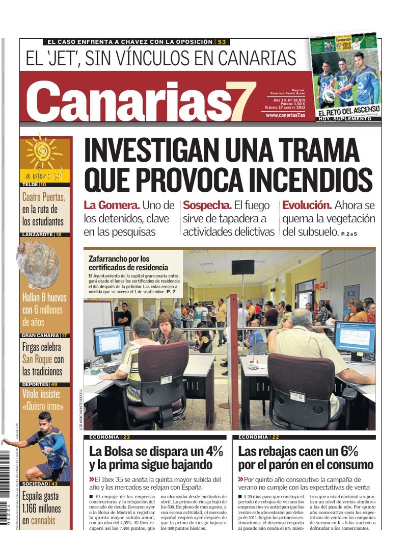 Portada Canarias7 17-08-2012