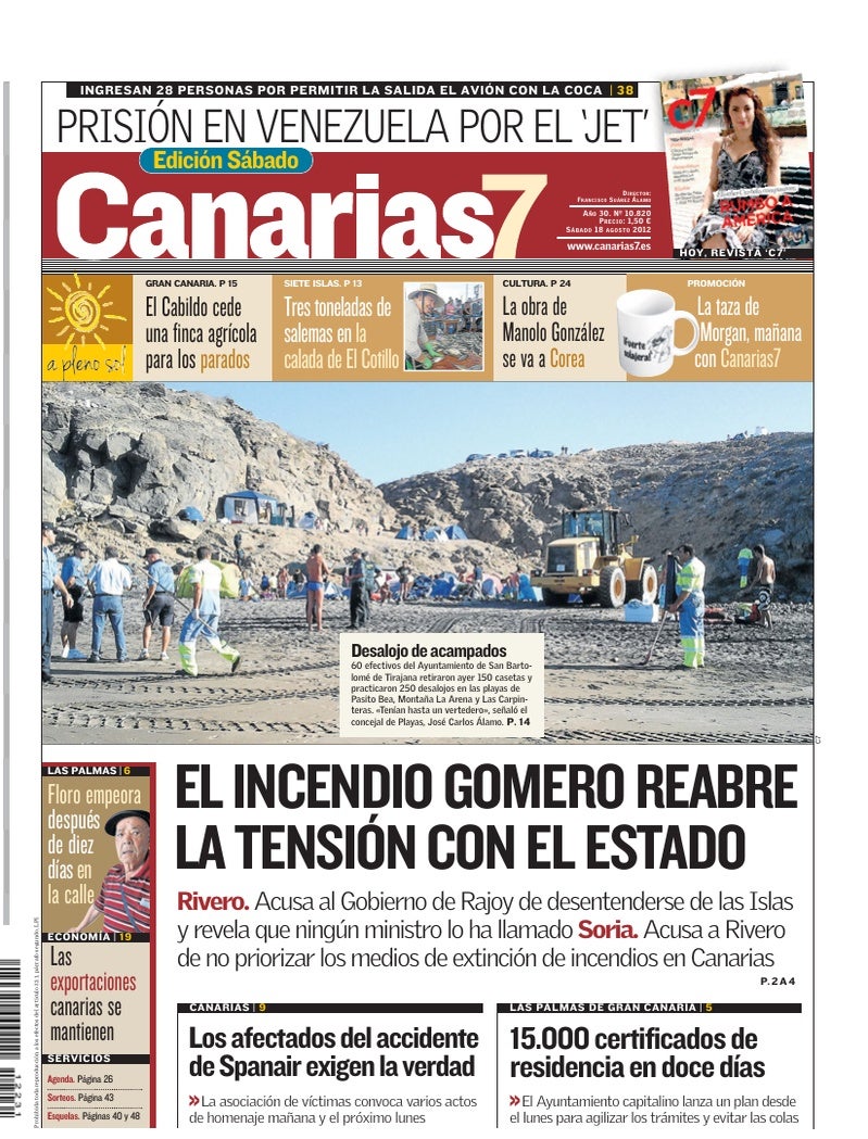 Portada Canarias7 18-08-2012