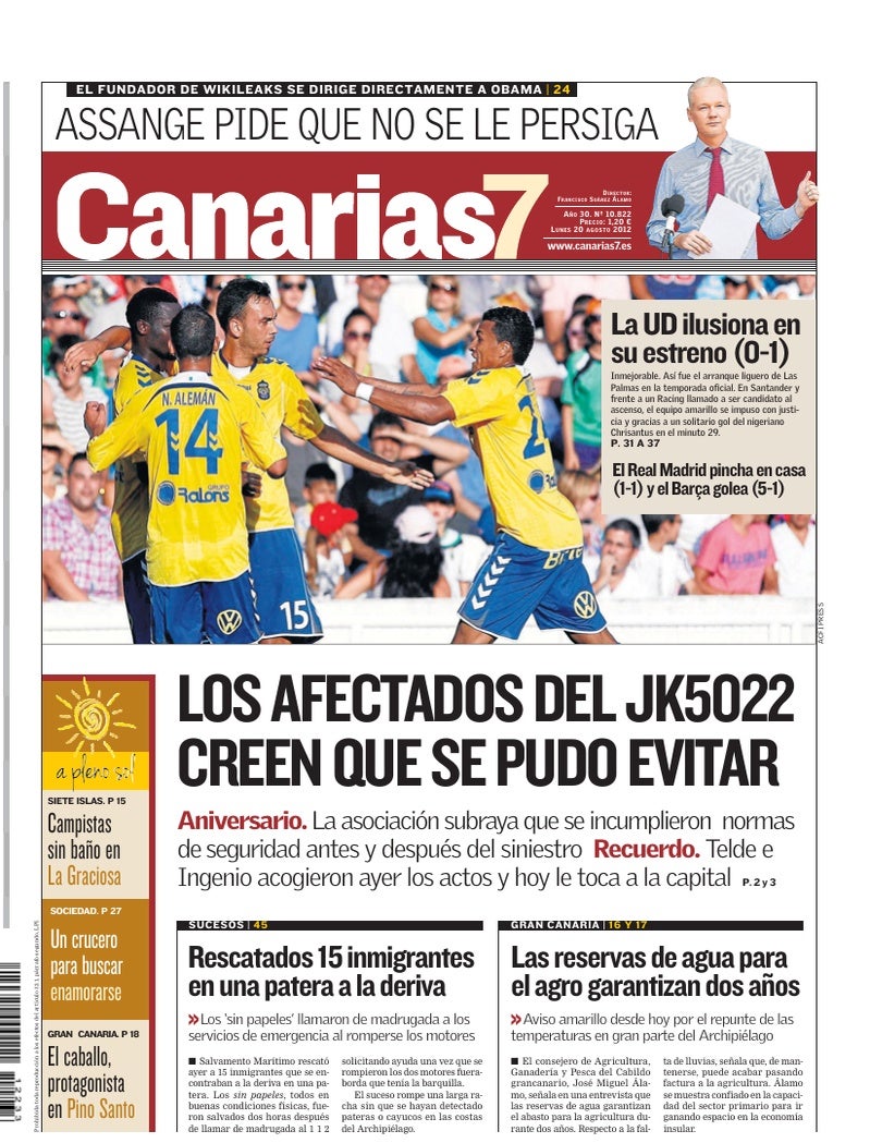 Portada Canarias7 20-08-2012