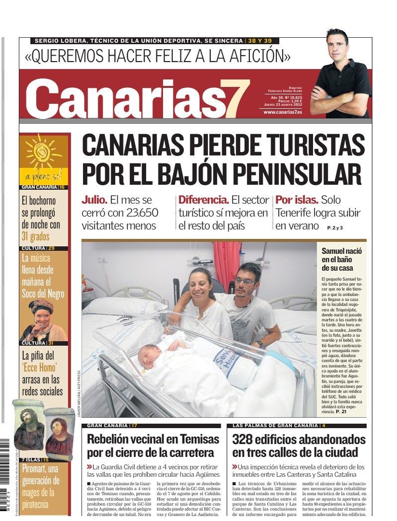 Portada Canarias7 23-08-2012