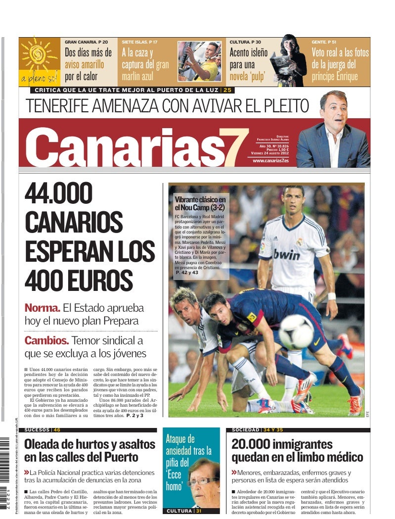 Portada Canarias7 24-08-2012