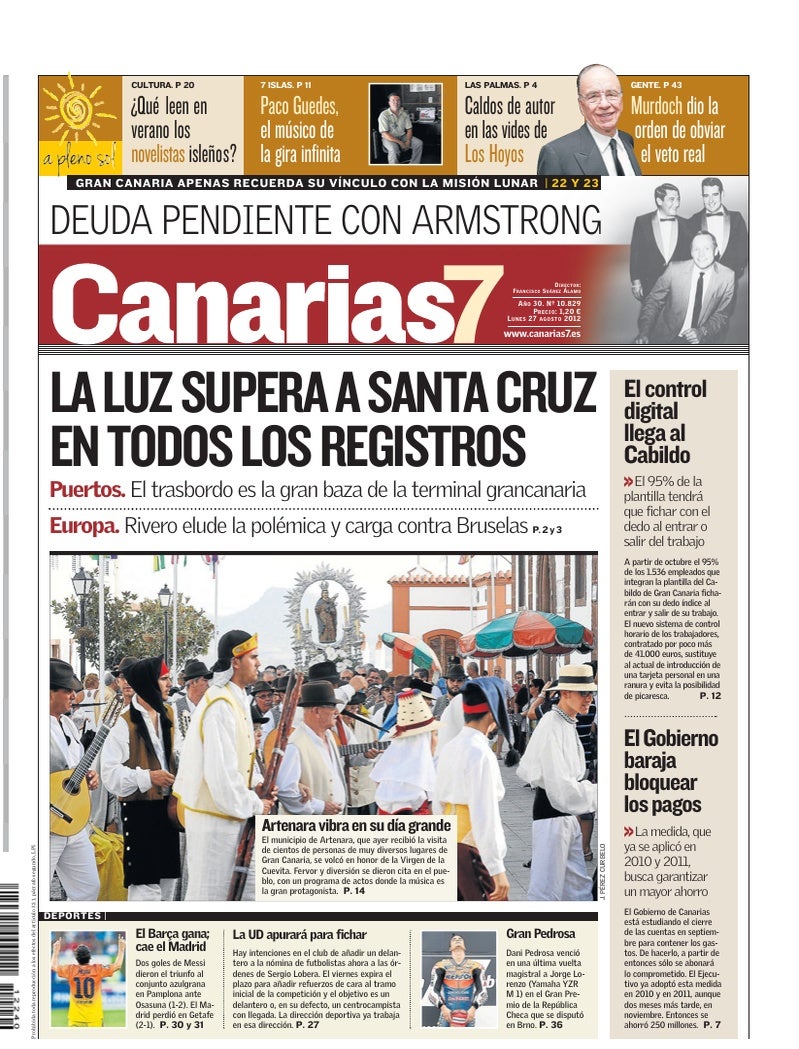 Portada Canarias7 27-08-2012