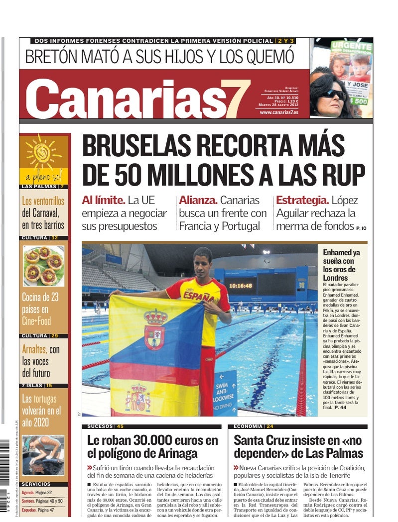 Portada Canarias7 28-08-2012