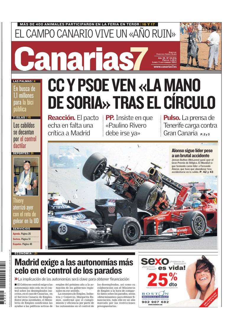 Portada Canarias7 03-09-2012