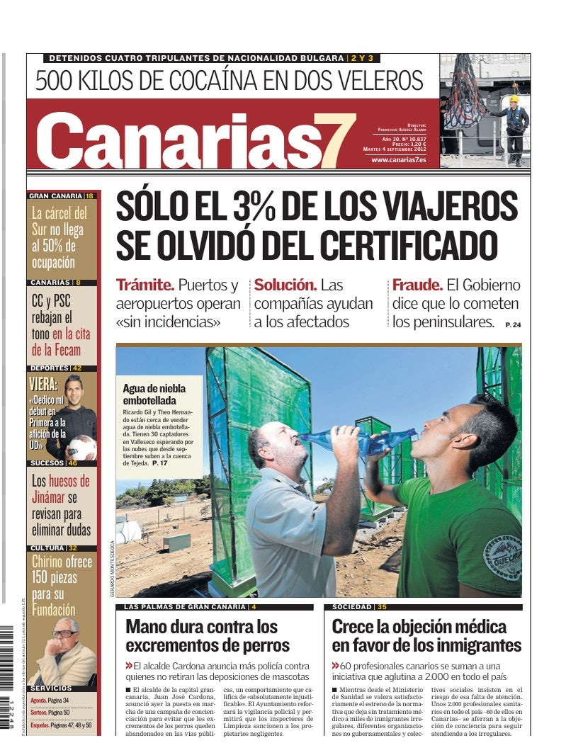 Portada Canarias7 04-09-2012