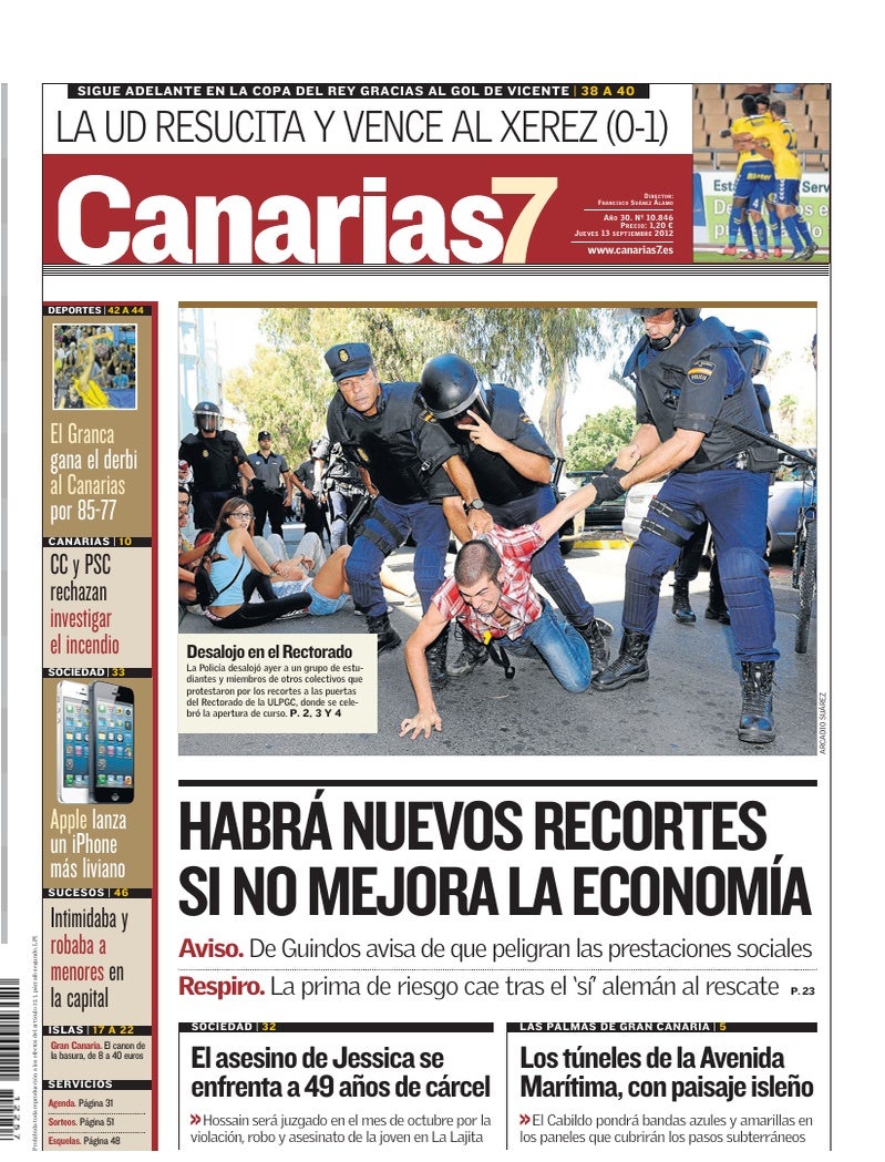 Portada Canarias7 13-09-2012