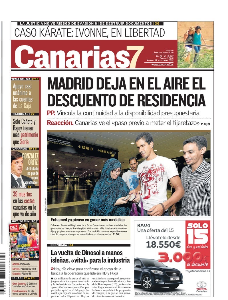 Portada Canarias7 14-09-2012