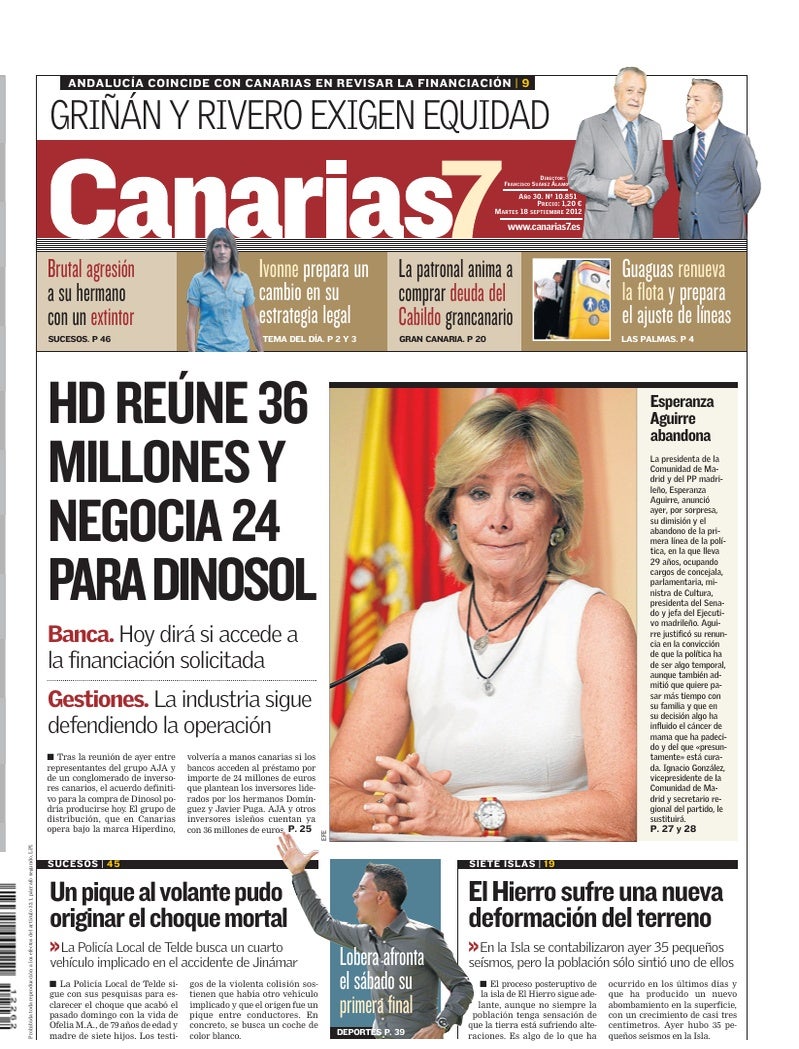 Portada Canarias7 18-09-2012