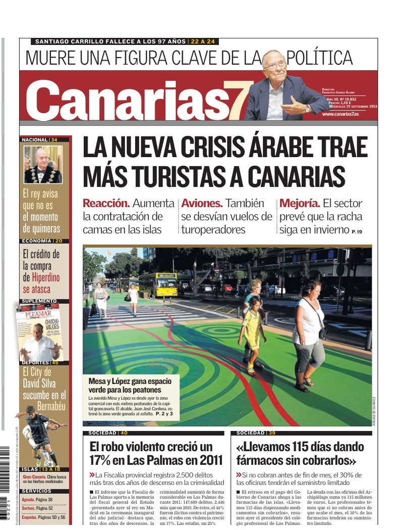 Portada Canarias7 19-09-2012
