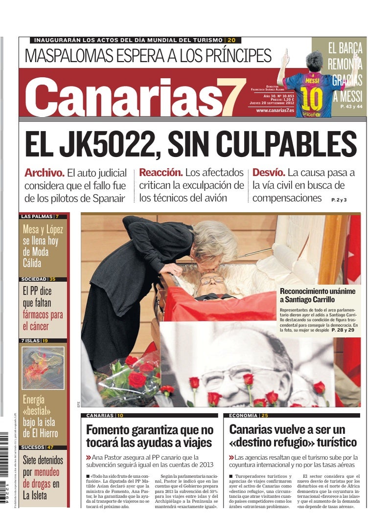 Portada Canarias7 20-09-2012