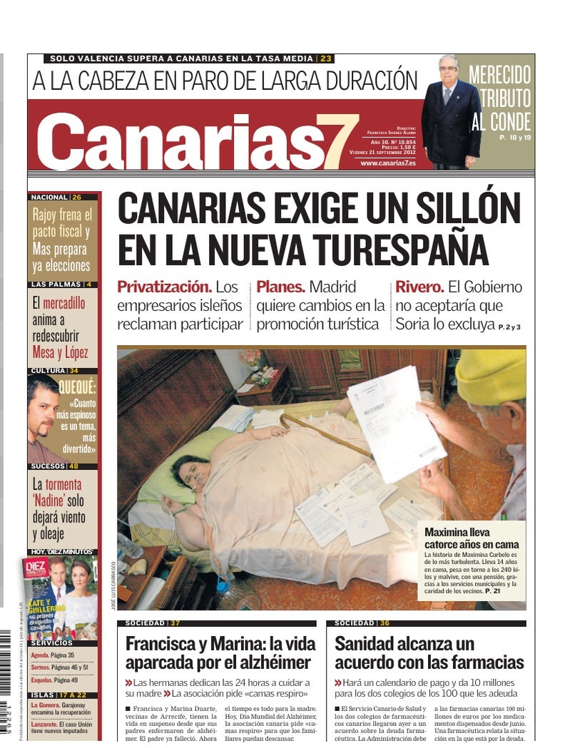 Portada Canarias7 21-09-2012
