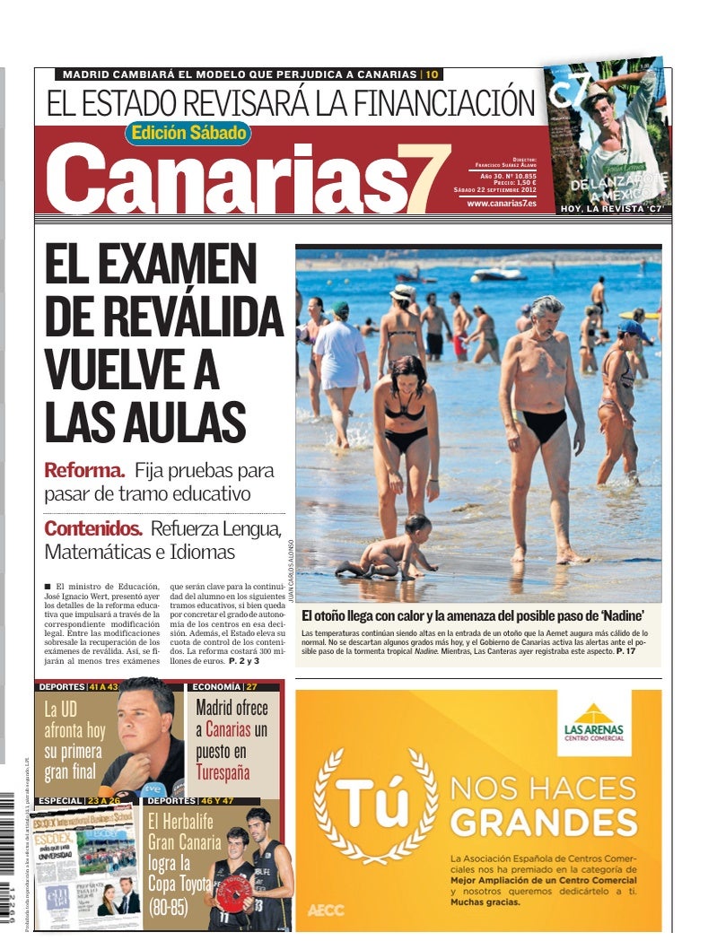 Portada Canarias7 22-09-2012