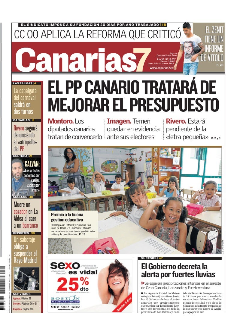 Portada Canarias7 24-09-2012