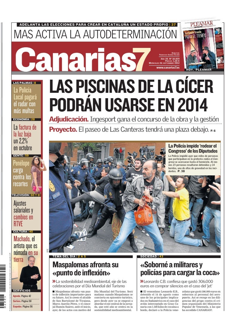 Portada Canarias7 26-09-2012
