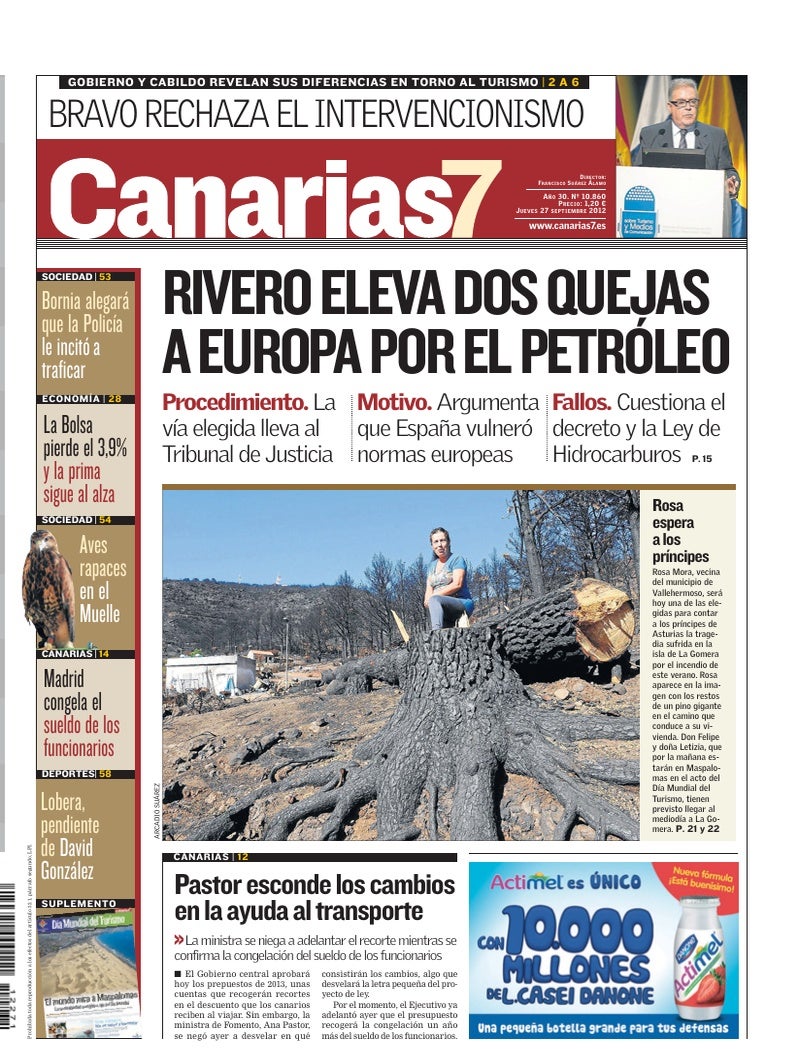 Portada Canarias7 27-09-2012