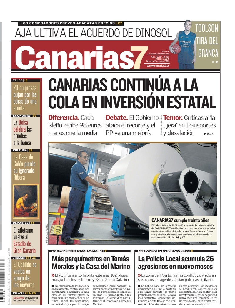 Portada Canarias7 02-10-2012