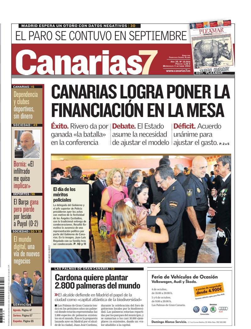 Portada Canarias7 03-10-2012