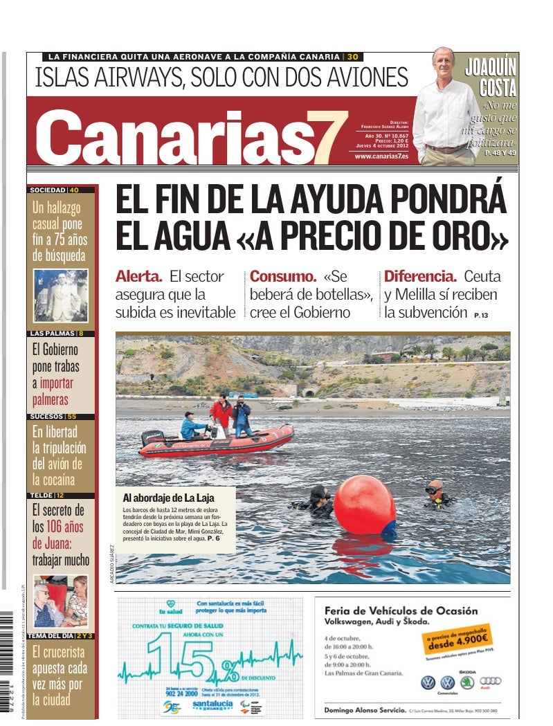 Portada Canarias7 04-10-2012