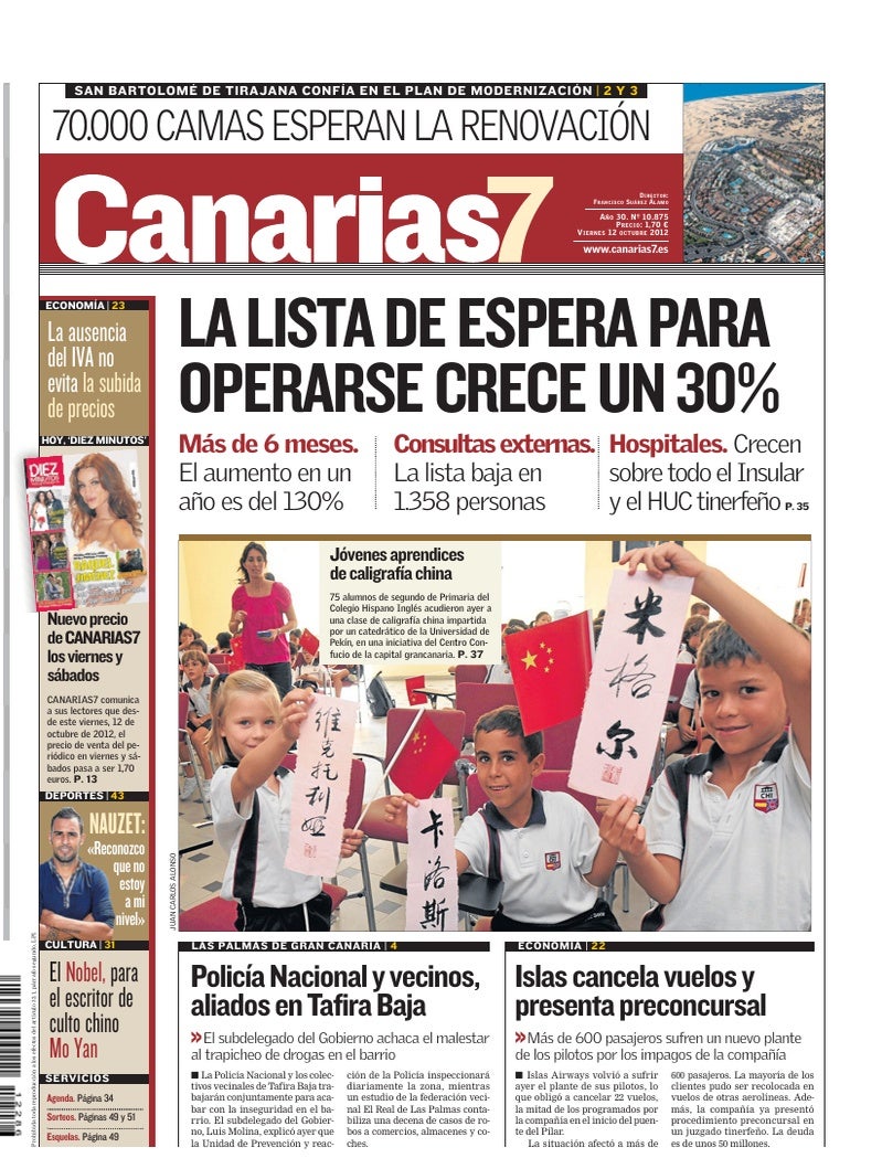 Portada Canarias7 12-10-2012