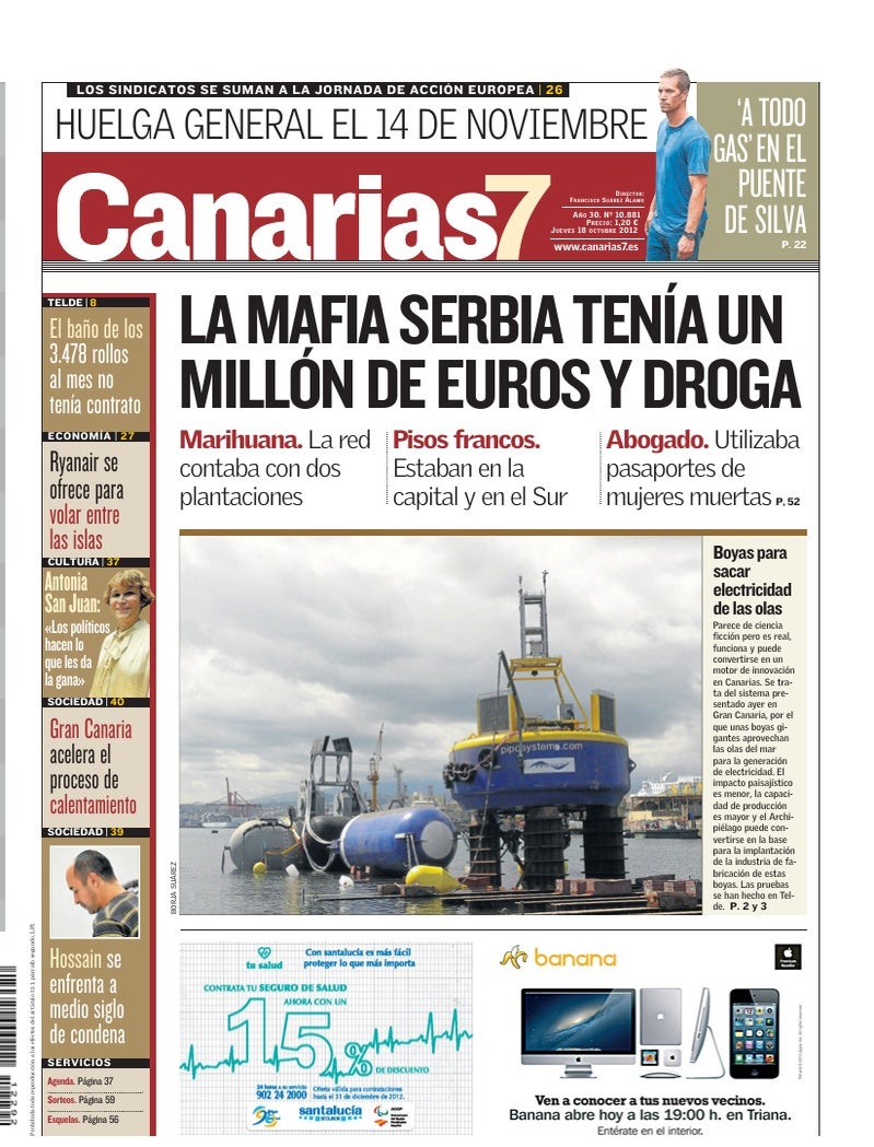 Portada Canarias7 18-10-2012