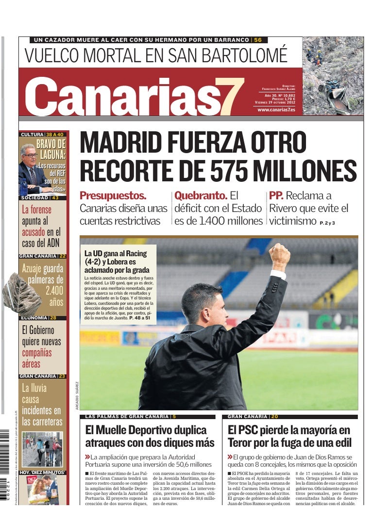 Portada Canarias7 19-10-2012