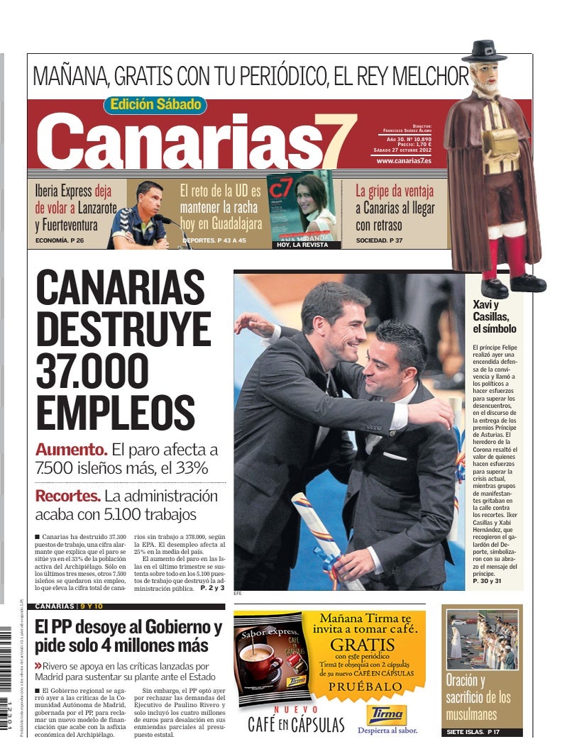 Portada Canarias7 27-10-2012