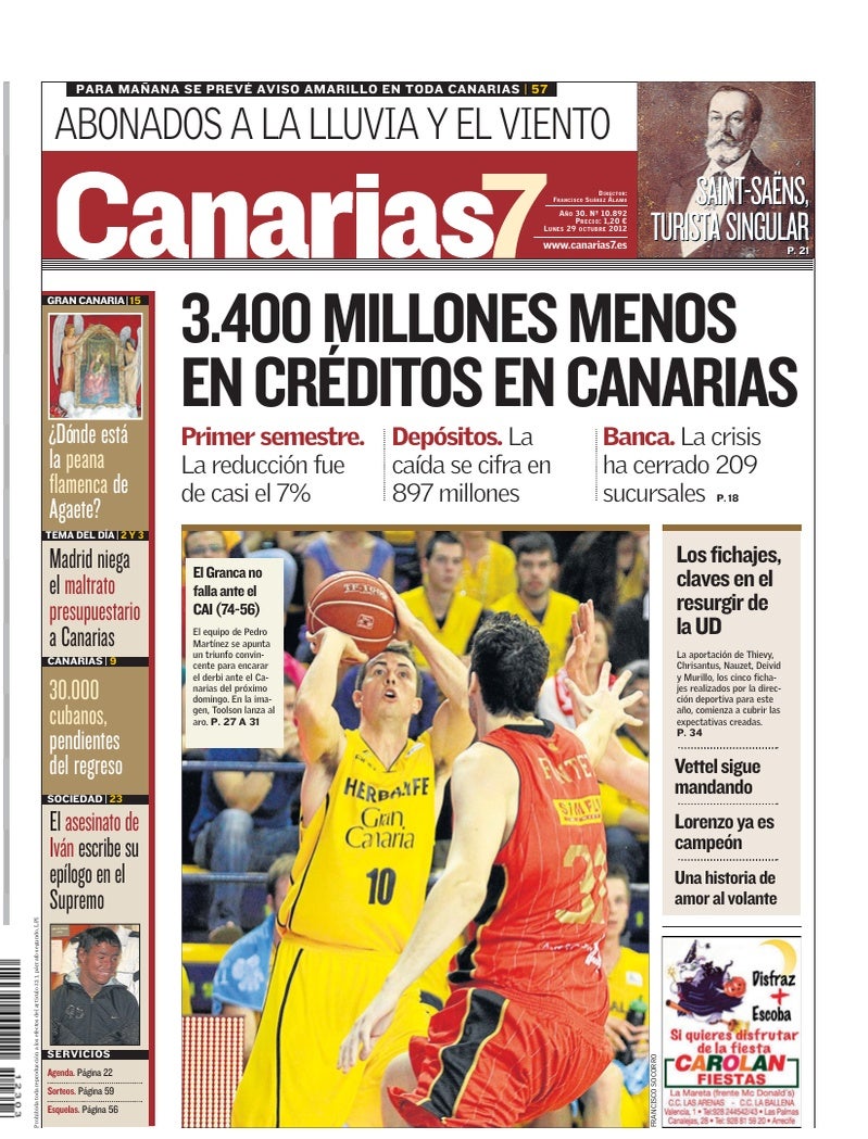 Portada Canarias7 29-10-2012