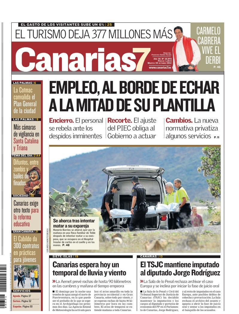 Portada Canarias7 30-10-2012