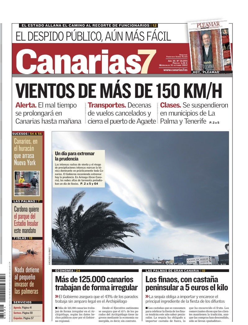Portada Canarias7 31-10-2012