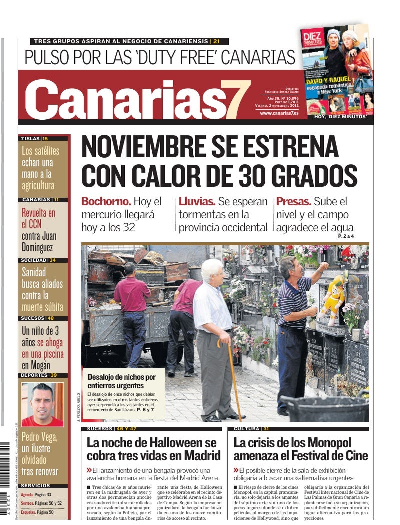 Portada Canarias7 02-11-2012