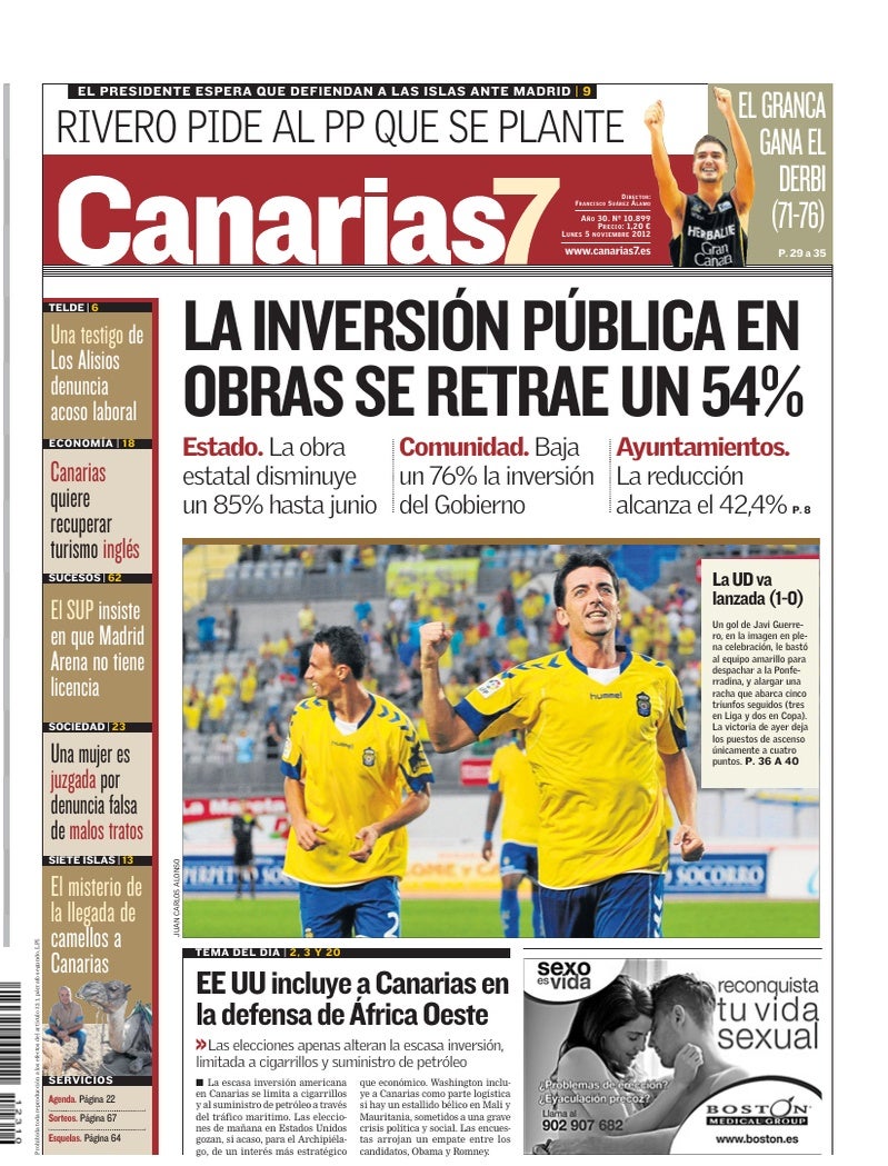 Portada Canarias7 05-11-2012