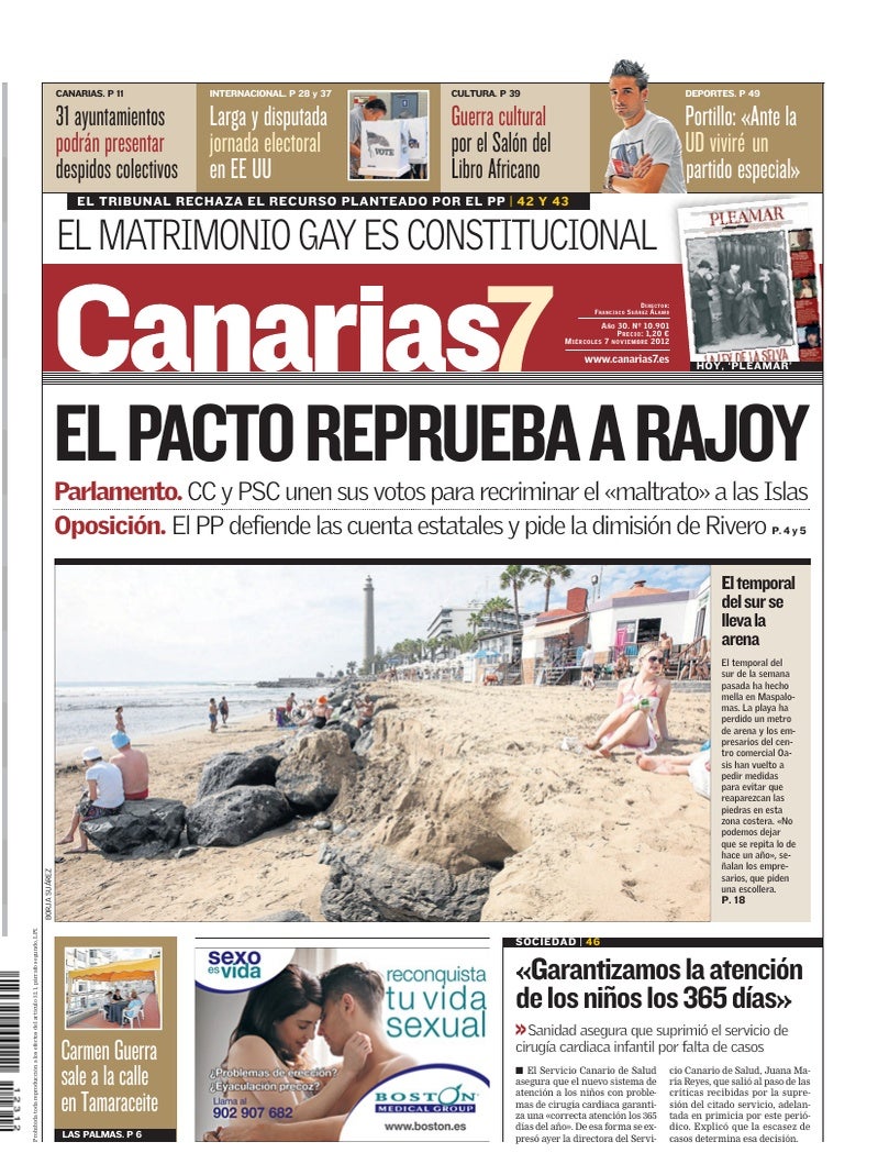 Portada Canarias7 07-11-2012