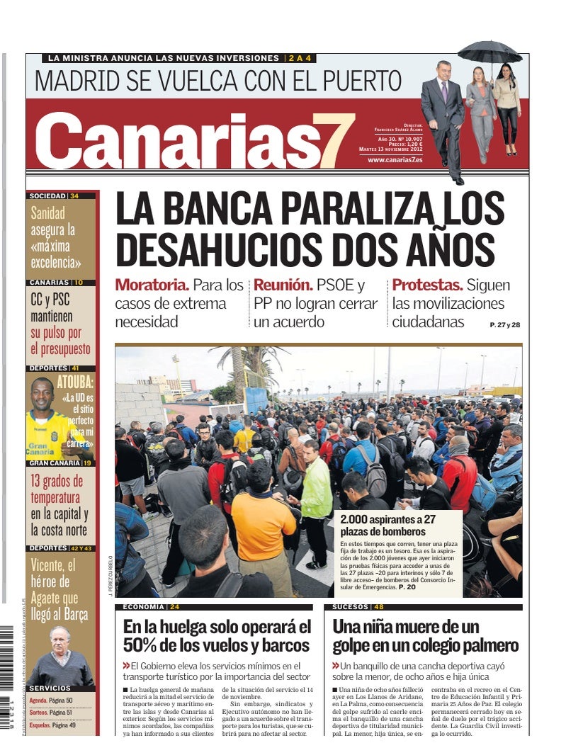 Portada Canarias7 13-11-2012