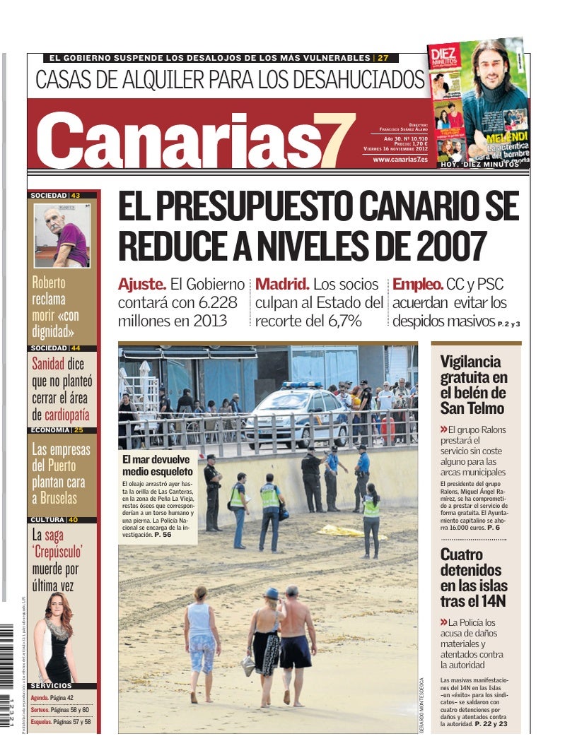 Portada Canarias7 16-11-2012