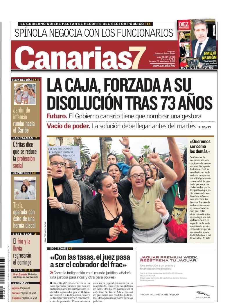 Portada Canarias7 23-11-2012