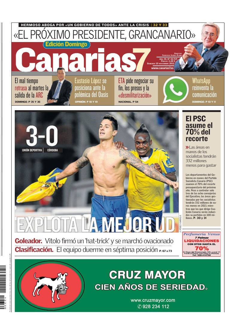 Portada Canarias7 25-11-2012