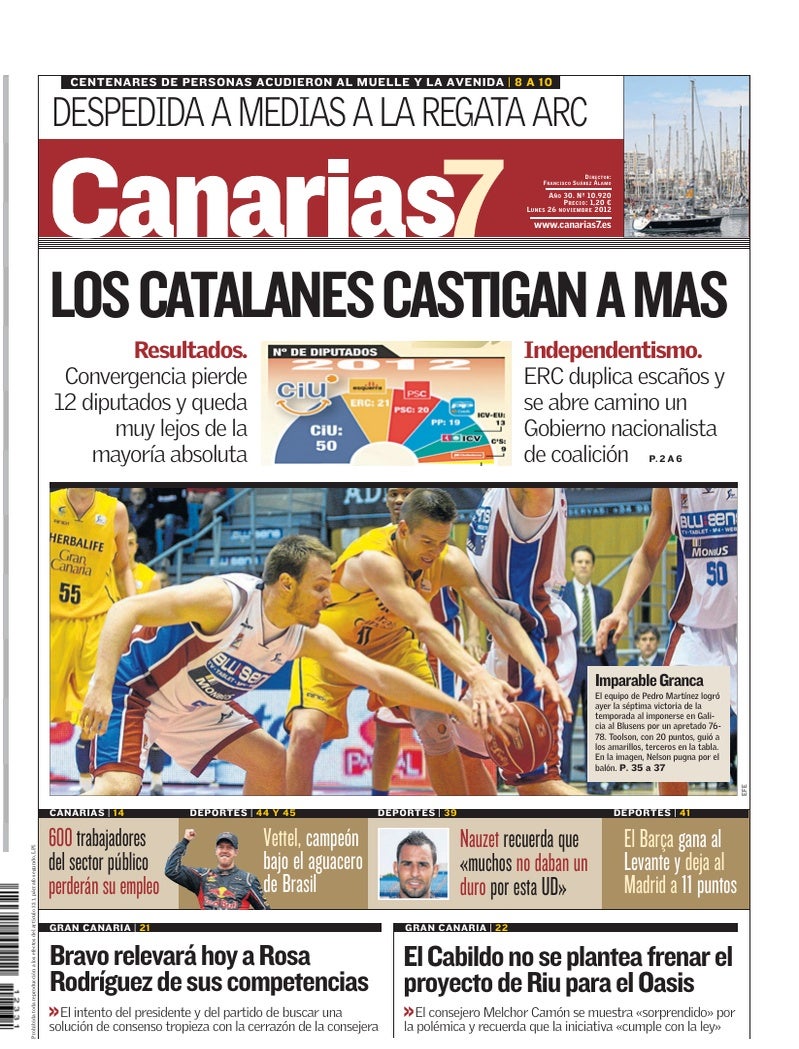Portada Canarias7 26-11-2012