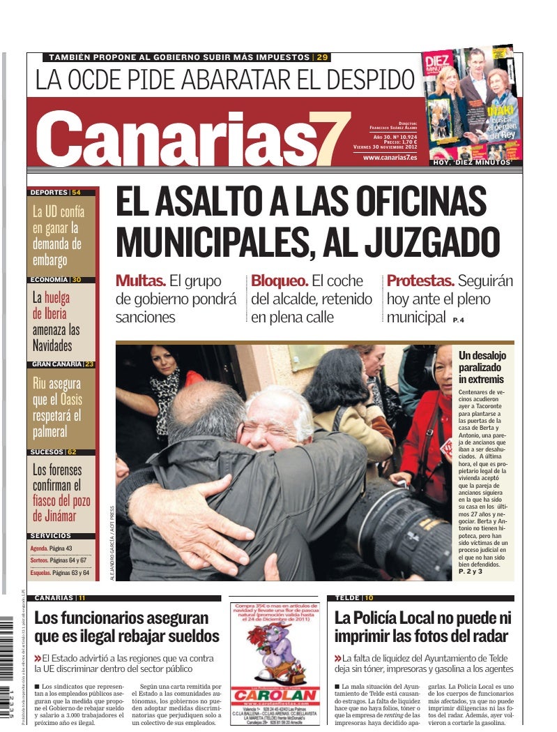 Portada Canarias7 30-11-2012