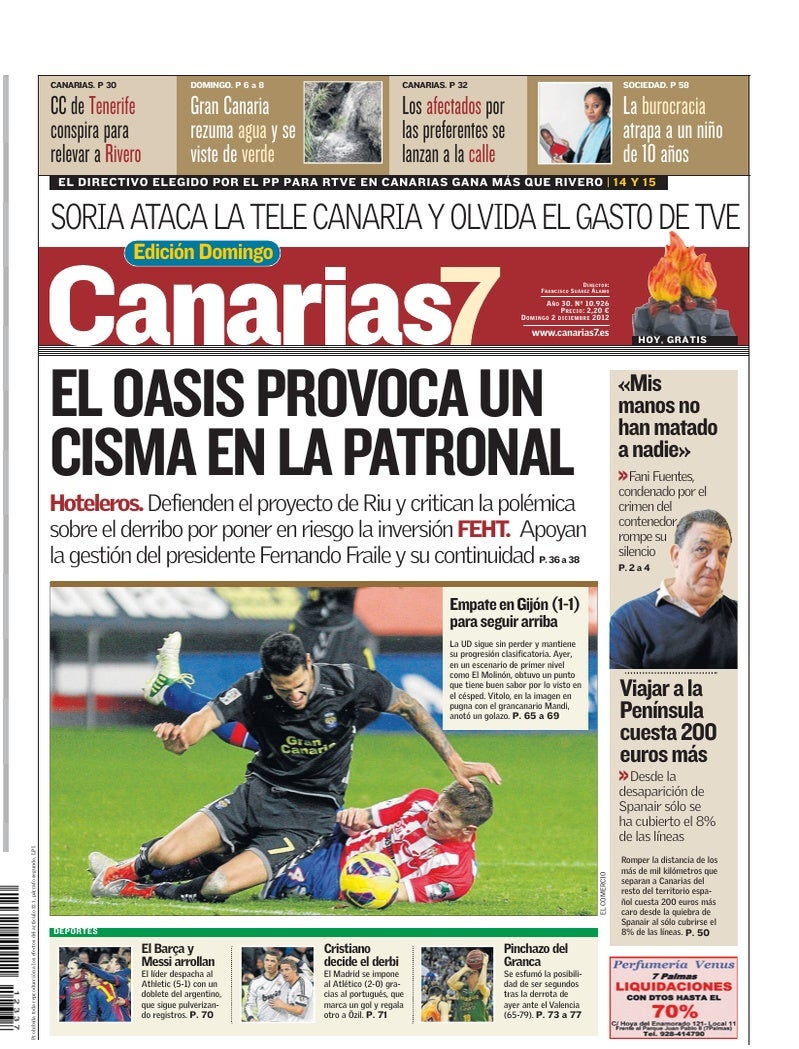 Portada Canarias7 02-12-2012
