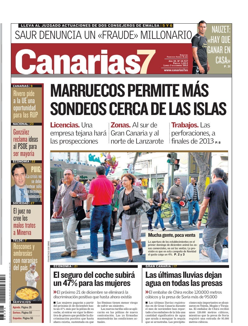 Portada Canarias7 03-12-2012