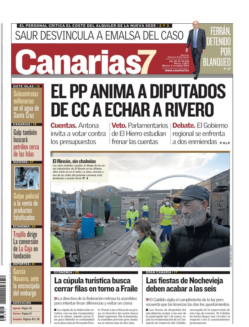 Portada Canarias7 04-12-2012