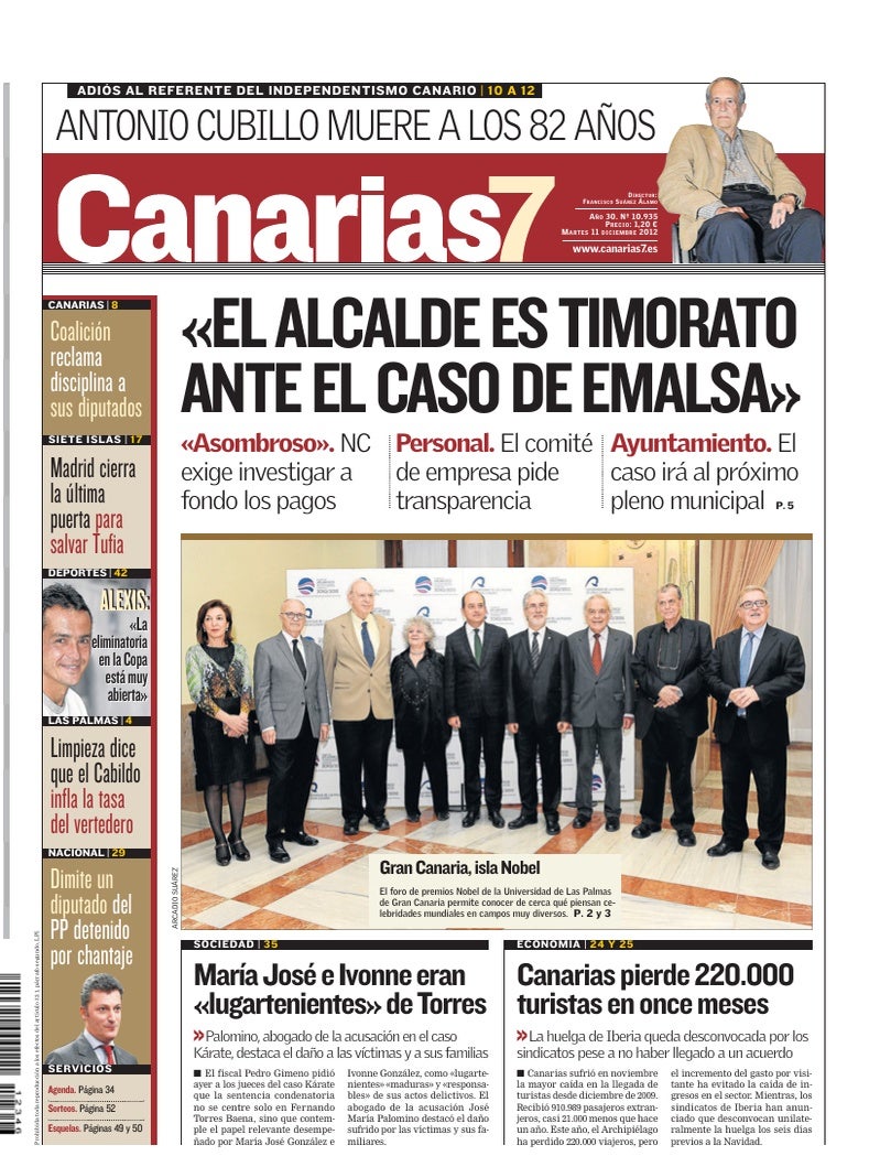 Portada Canarias7 11-12-2012