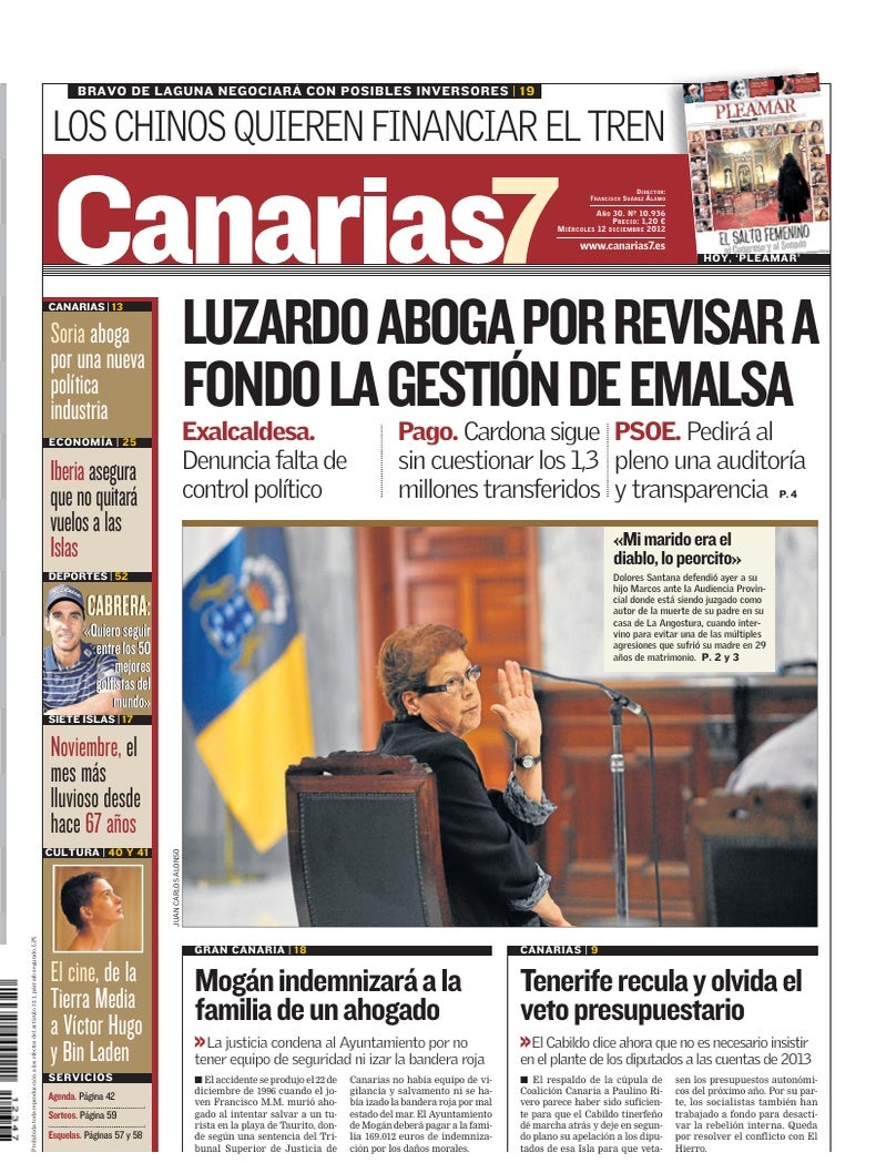 Portada Canarias7 12-12-2012