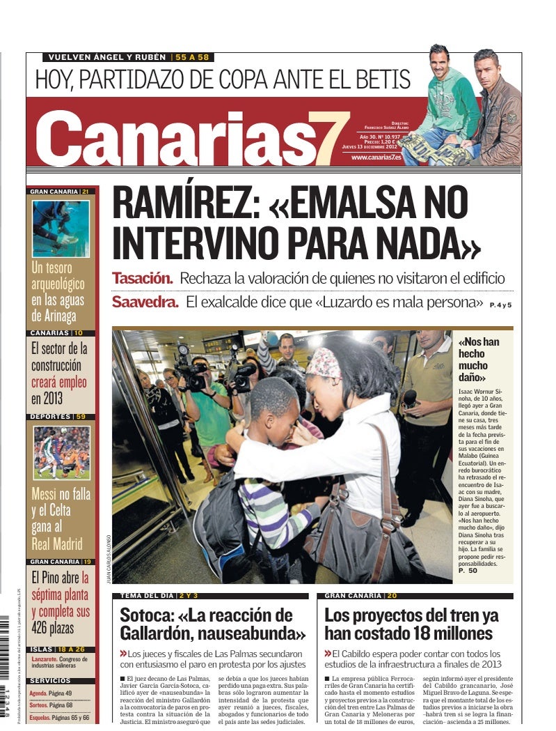 Portada Canarias7 13-12-2012