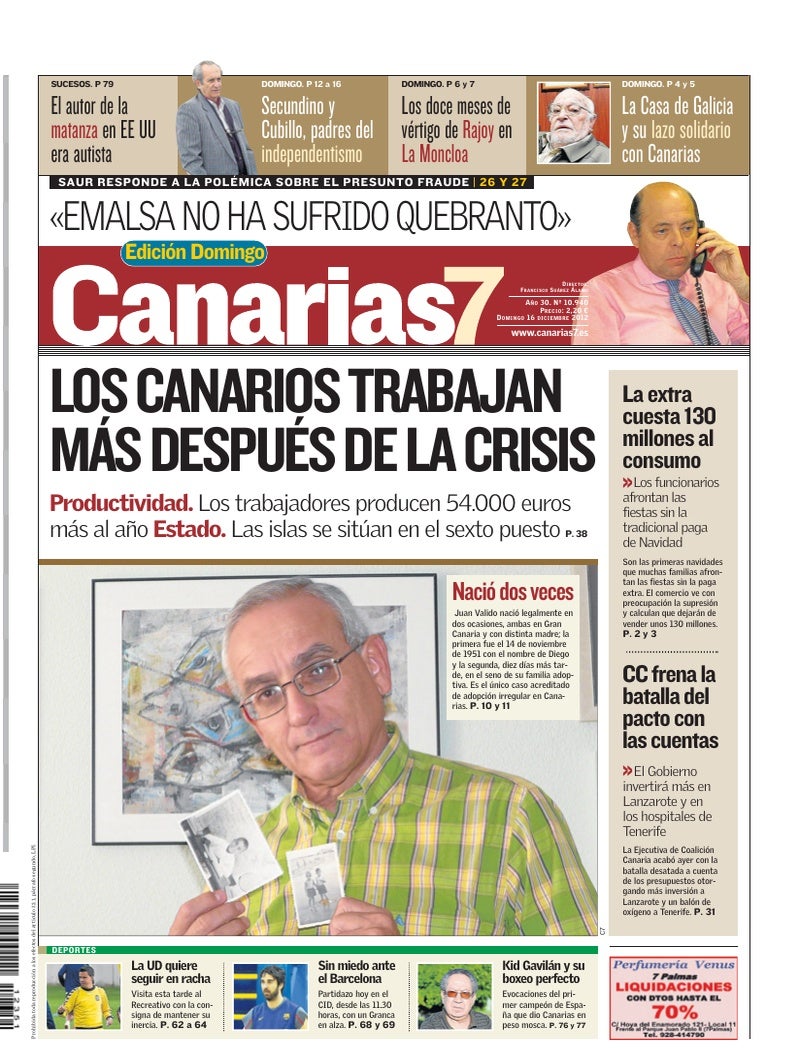 Portada Canarias7 16-12-2012